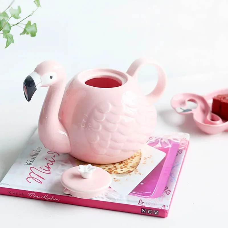 Pink Flamingo Keramisk Te Sæt