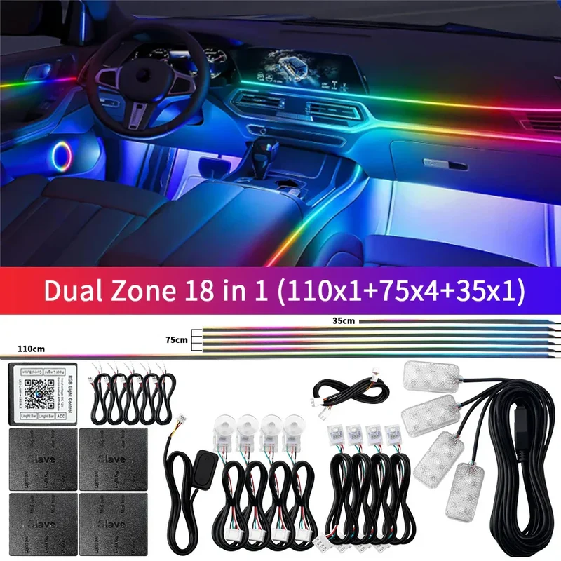 Bluetooth RGB Symphony Bil Atmosfære Lys Sæt