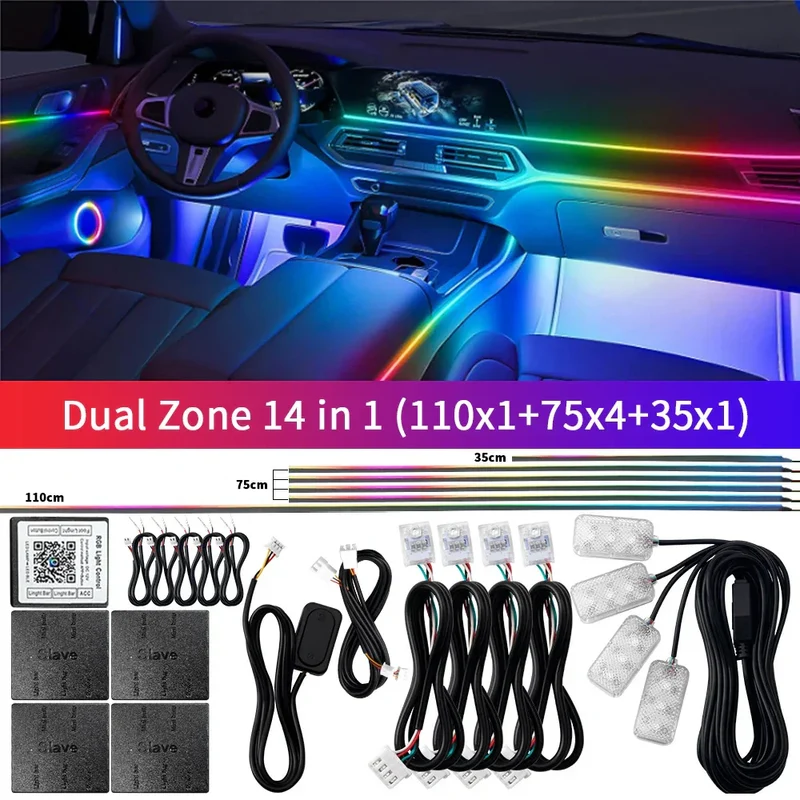 Bluetooth RGB Symphony Bil Atmosfære Lys Sæt