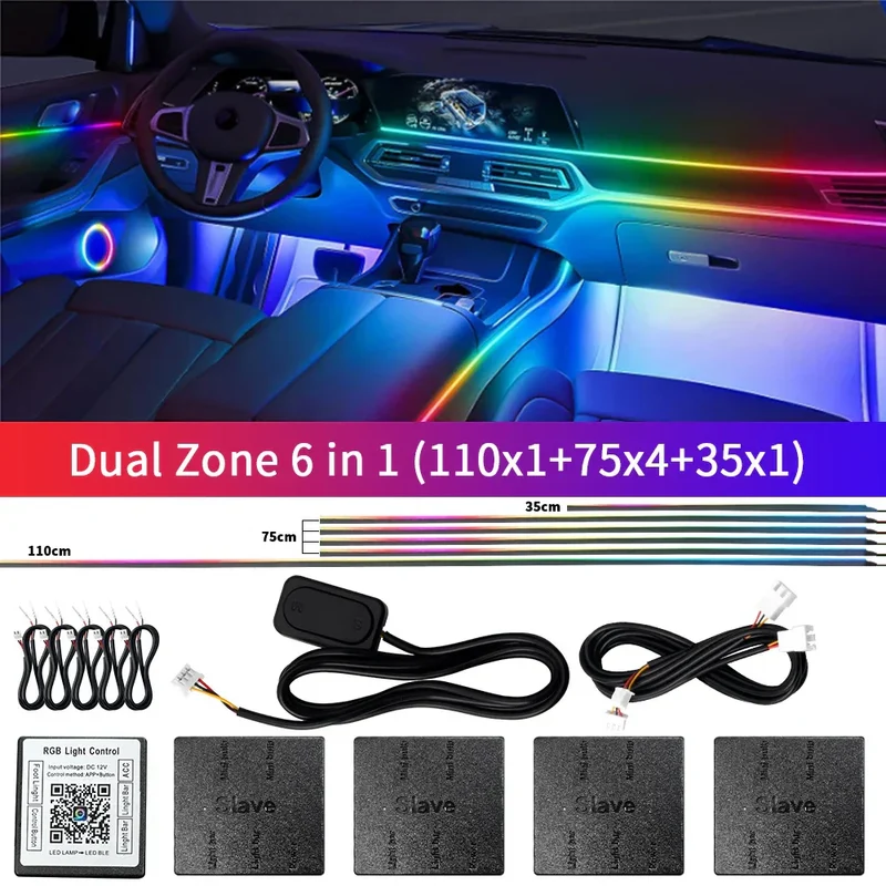 Bluetooth RGB Symphony Bil Atmosfære Lys Sæt