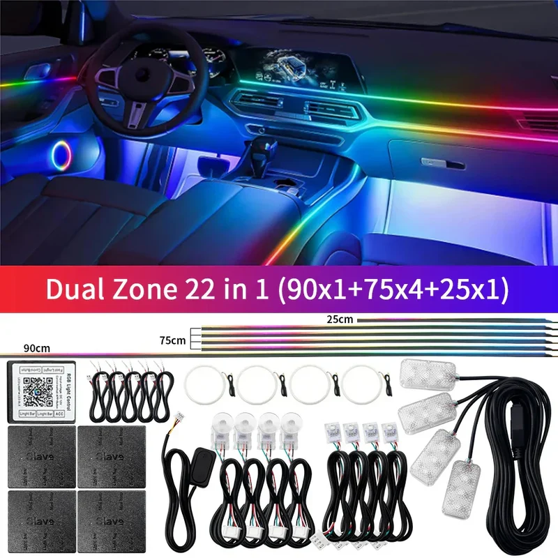 Bluetooth RGB Symphony Bil Atmosfære Lys Sæt