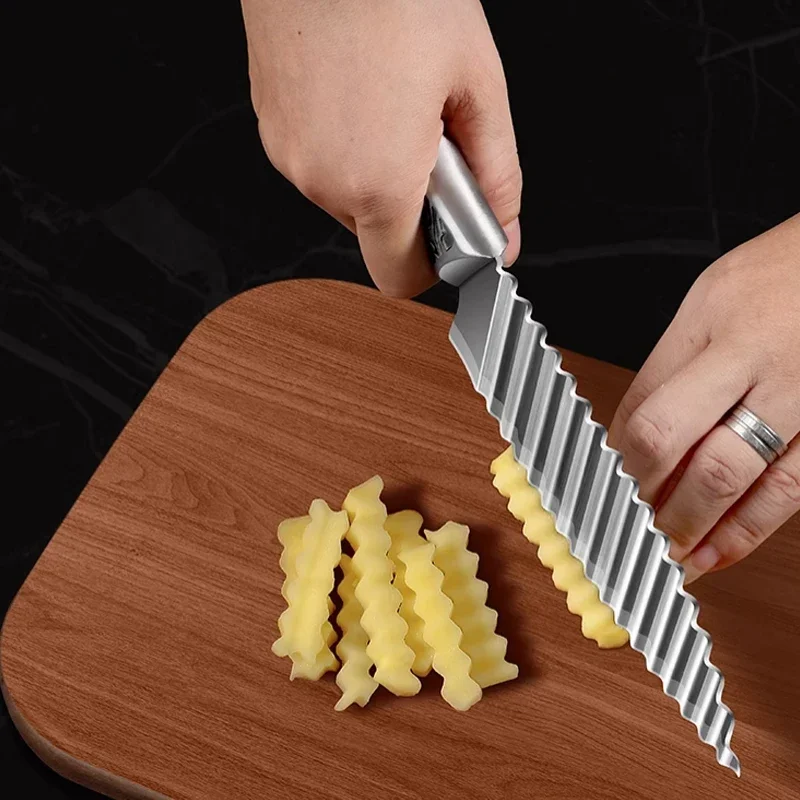 Træhåndtag Ribbet Design Køkkenkniv