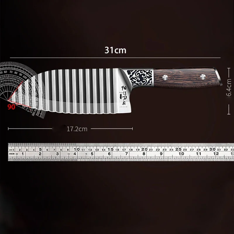 Træhåndtag Ribbet Design Køkkenkniv