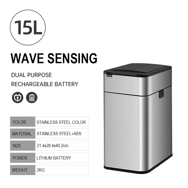 Smart Rustfrit Stål Automatisk Sensor Affaldsspand