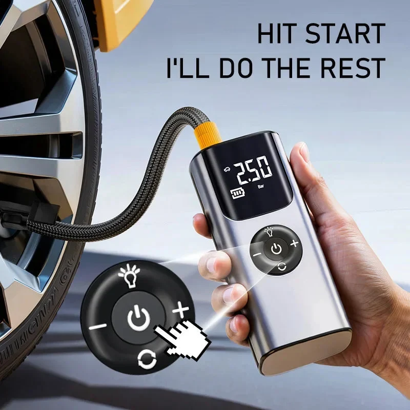 Mini trådløs automatisk bil dæk luftkompressor pumpe