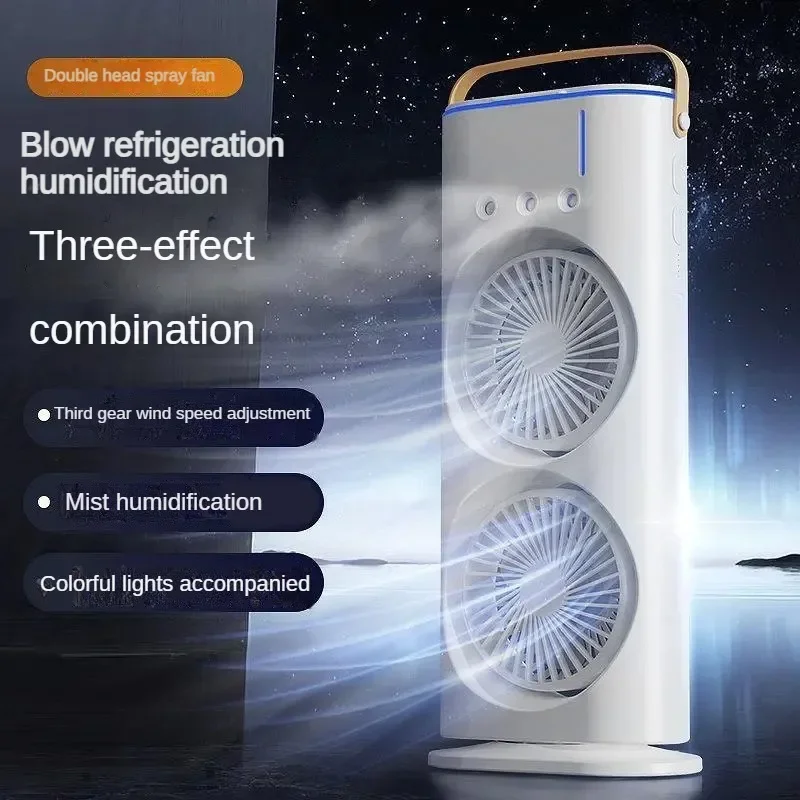 Bærbar dobbeltventilator kølespray aircondition