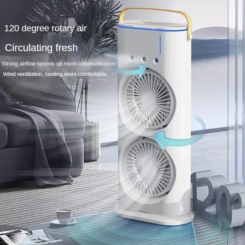 Bærbar dobbeltventilator kølespray aircondition