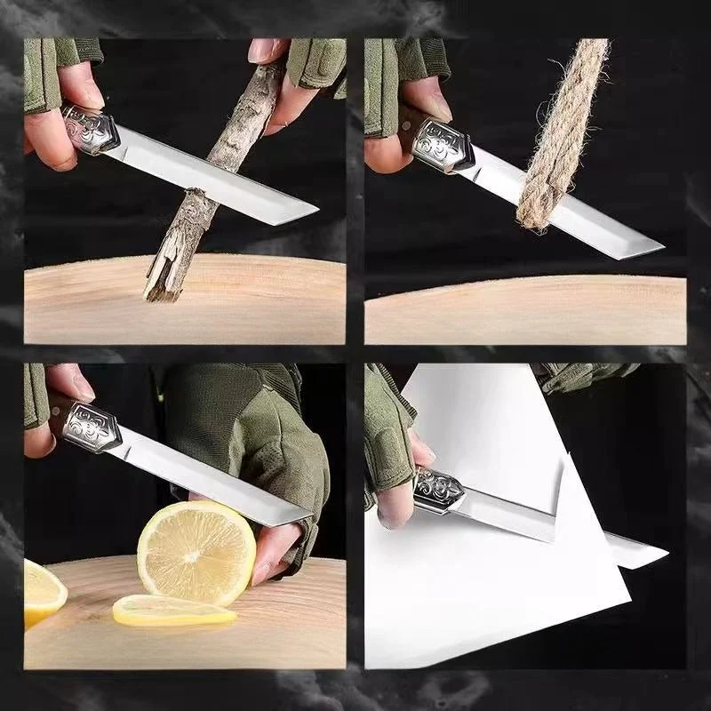 Håndlavet japansk-inspireret utility kniv med trækahåndtag