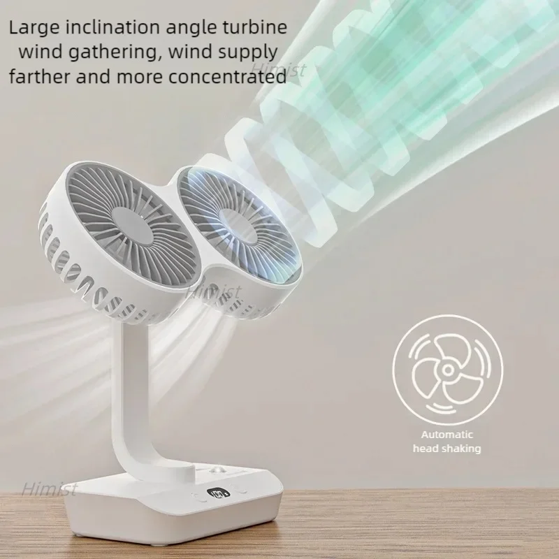 Letvægts dobbelte blade genopladelig rejsecamp køleventilator