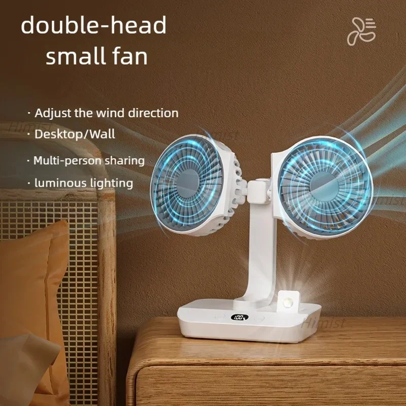 Letvægts dobbelte blade genopladelig rejsecamp køleventilator