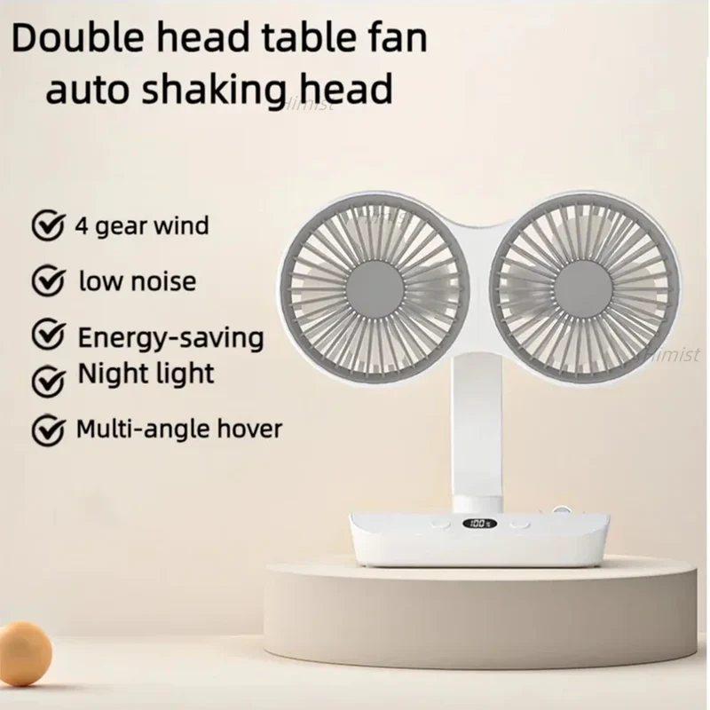 Letvægts dobbelte blade genopladelig rejsecamp køleventilator