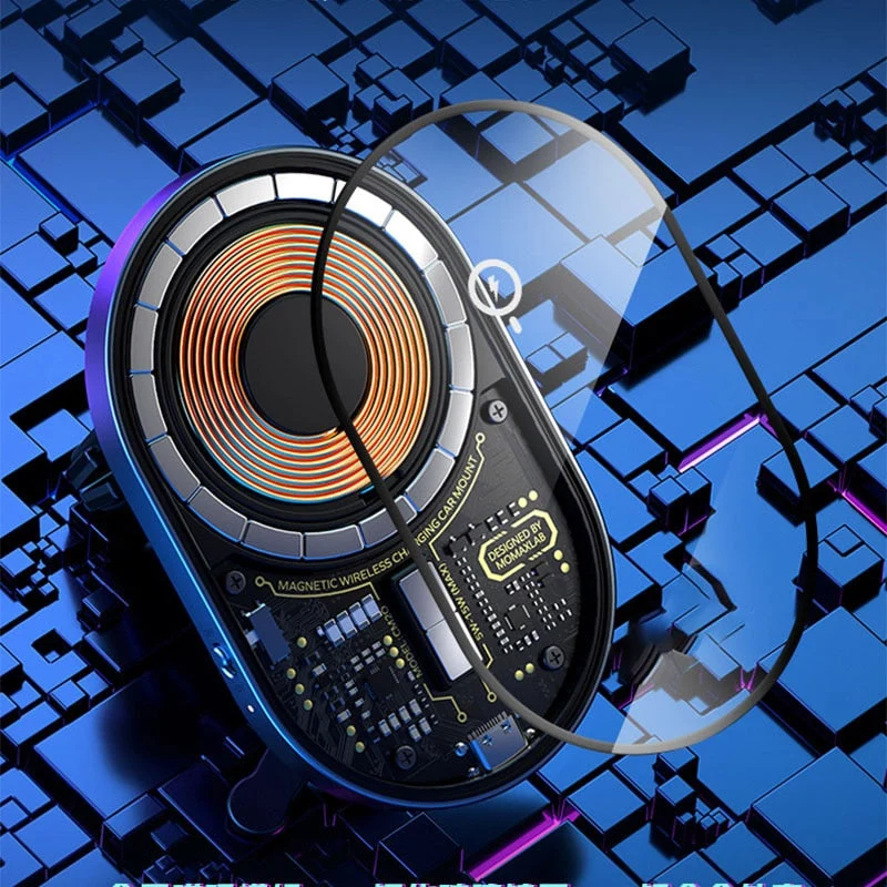 Gennemsigtig bil trådløs magnetisk telefonoplader