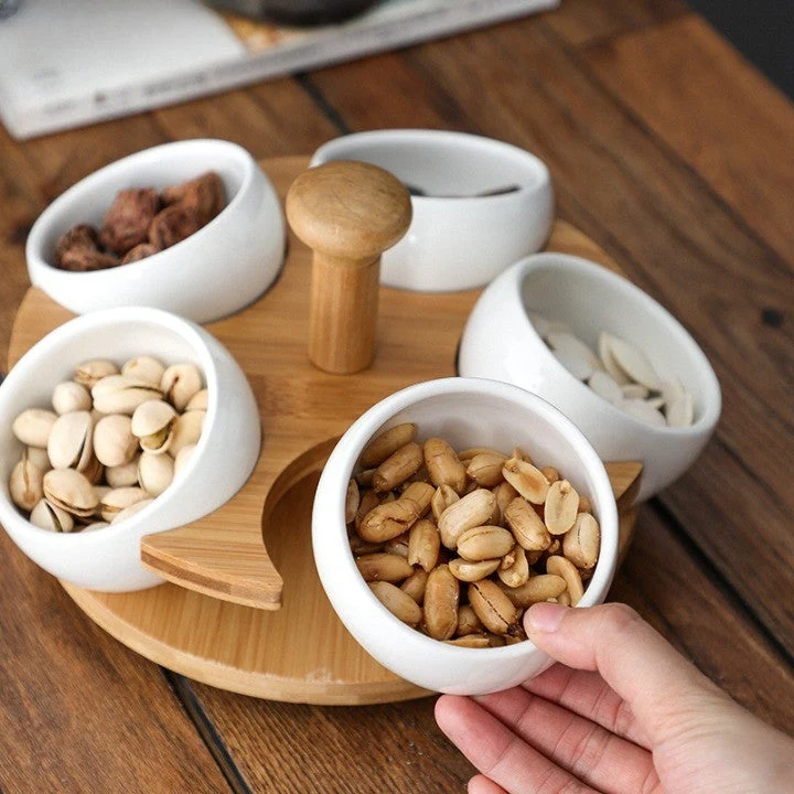 Tea Time Bamboo Porcelæn Snack Tray