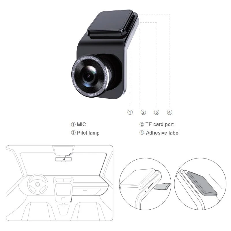 Drive Assist Nattvision Bredvinkel Dash Cam