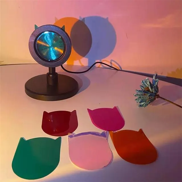 Kat Øre Skrivebords Solnedgang Lampe