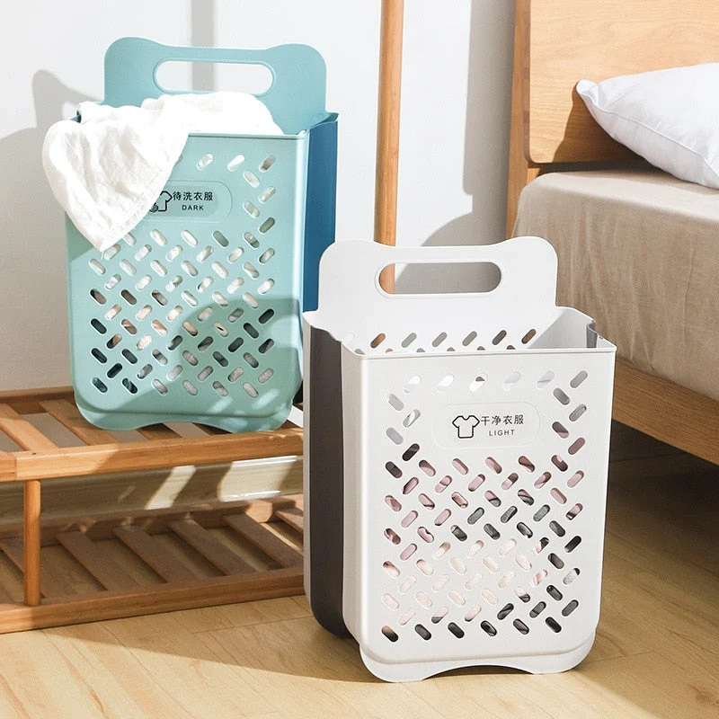 Hængbar foldbar vasketøjskurv