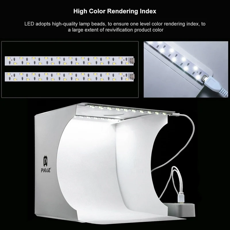 Mini sammenfoldelig LED lys foto studie boks