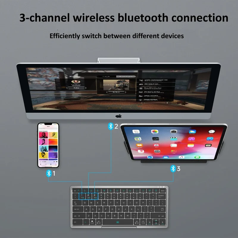 Tablet Holder Trådløs Praktisk Touchpad Bærbar Tastatur
