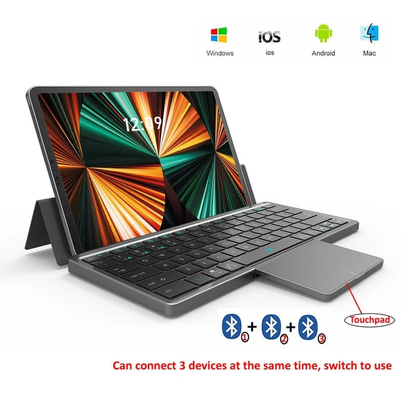Tablet Holder Trådløs Praktisk Touchpad Bærbar Tastatur