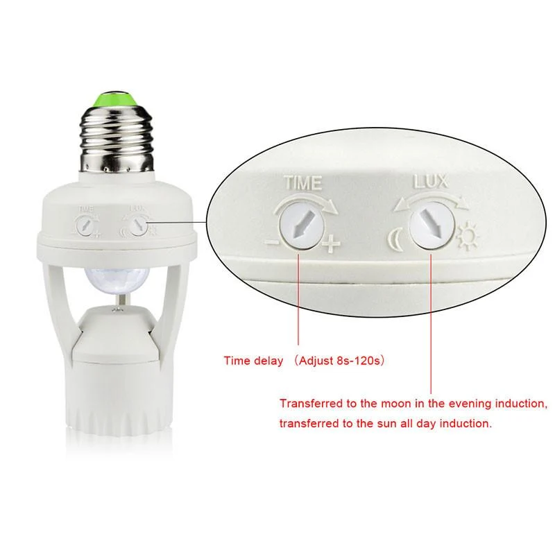360 Rotating Motion Sensor Stikkontakt Switch Led Pære Base