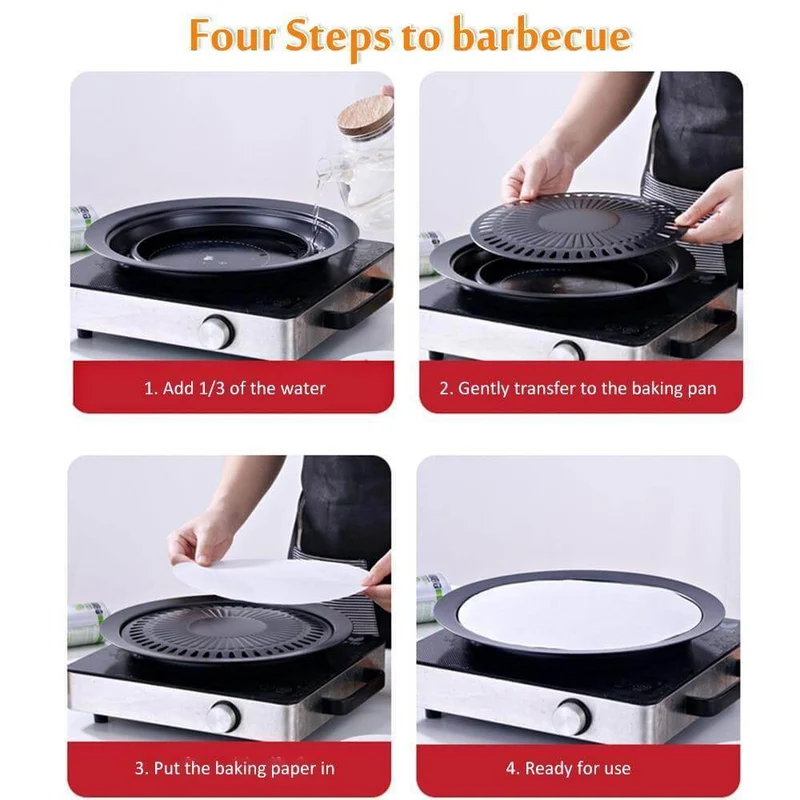 Koreansk bærbar non-stick BBQ grillpande