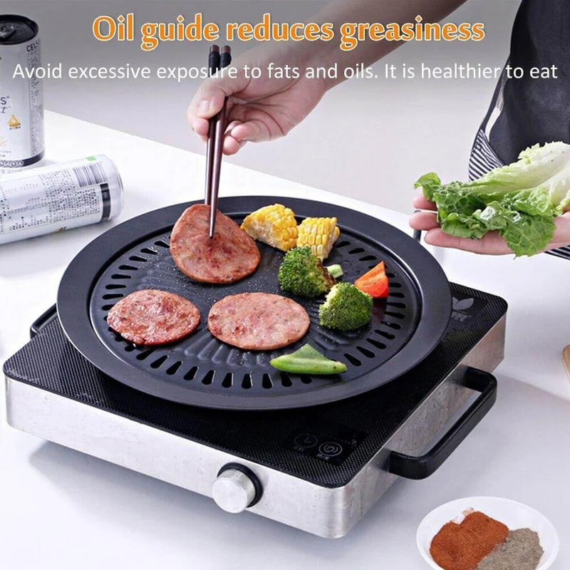 Koreansk bærbar non-stick BBQ grillpande
