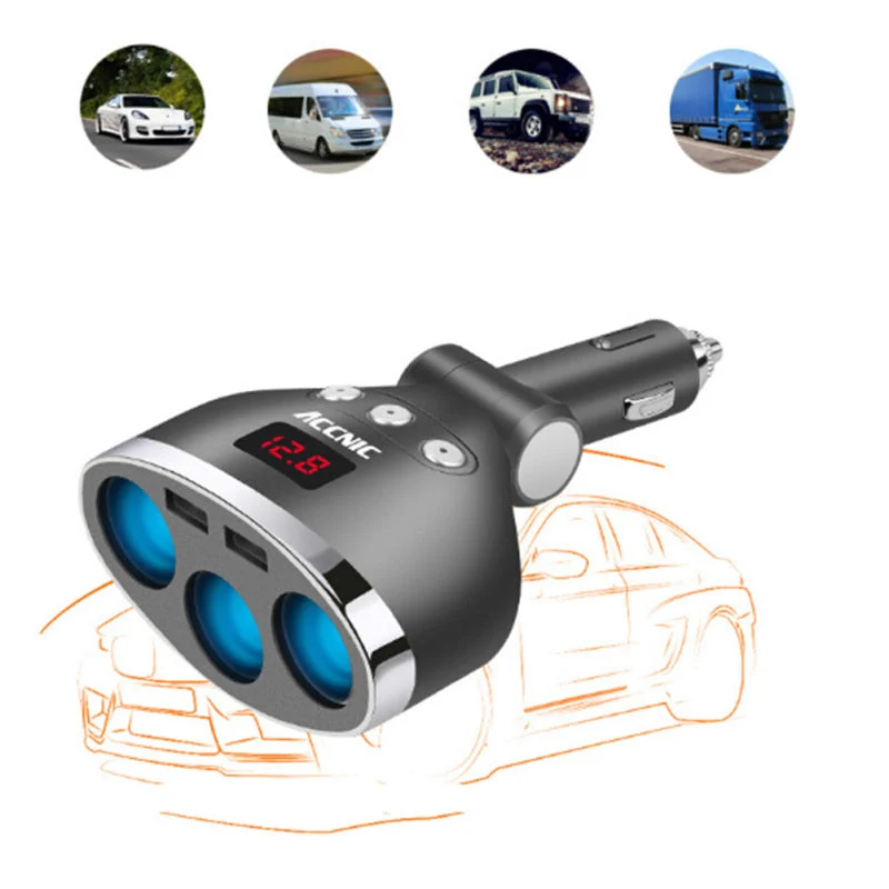 3i1 Dual USB Port Bil lighter Socket Splitter