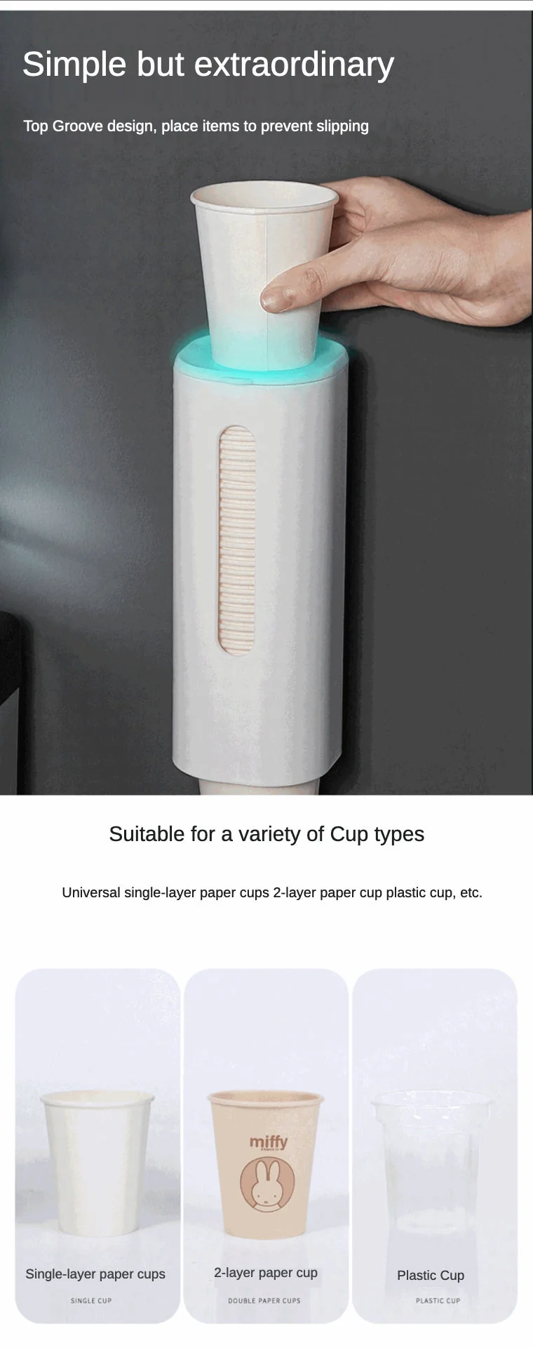 Væghængt automatisk papirkop dispenser