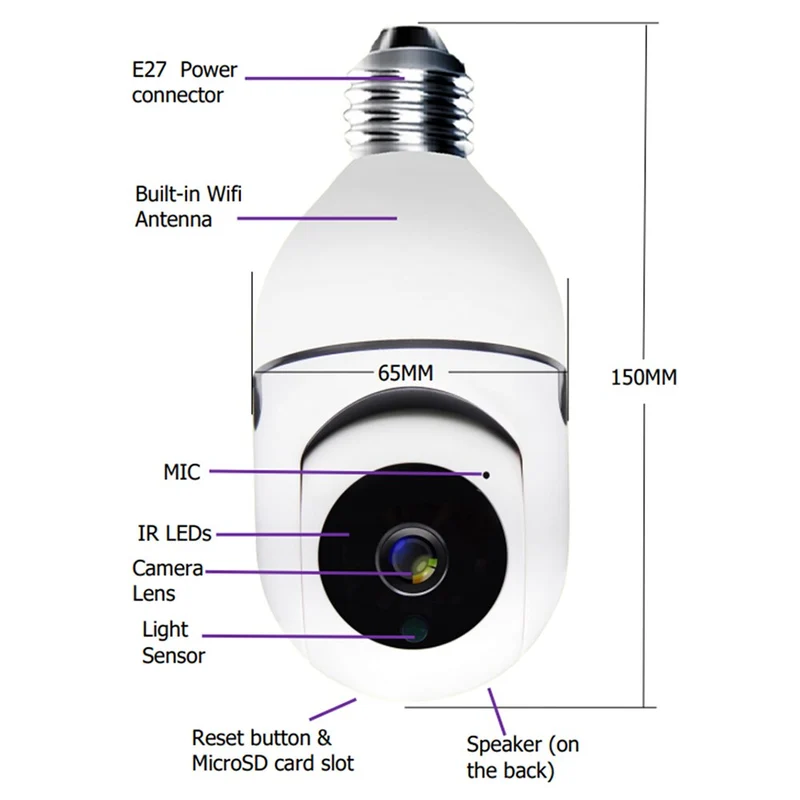 360 Wifi Lyspære Auto Tracking Kamera