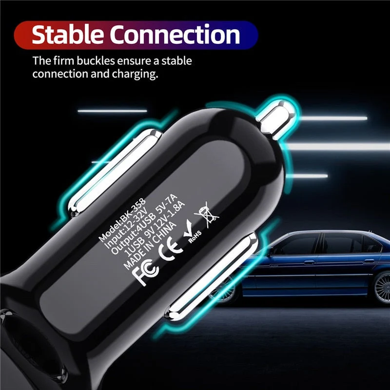 4-Port USB Bil Hurtig Opladning