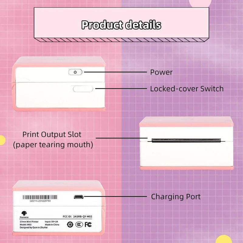 Trådløs lomme størrelse label foto printer