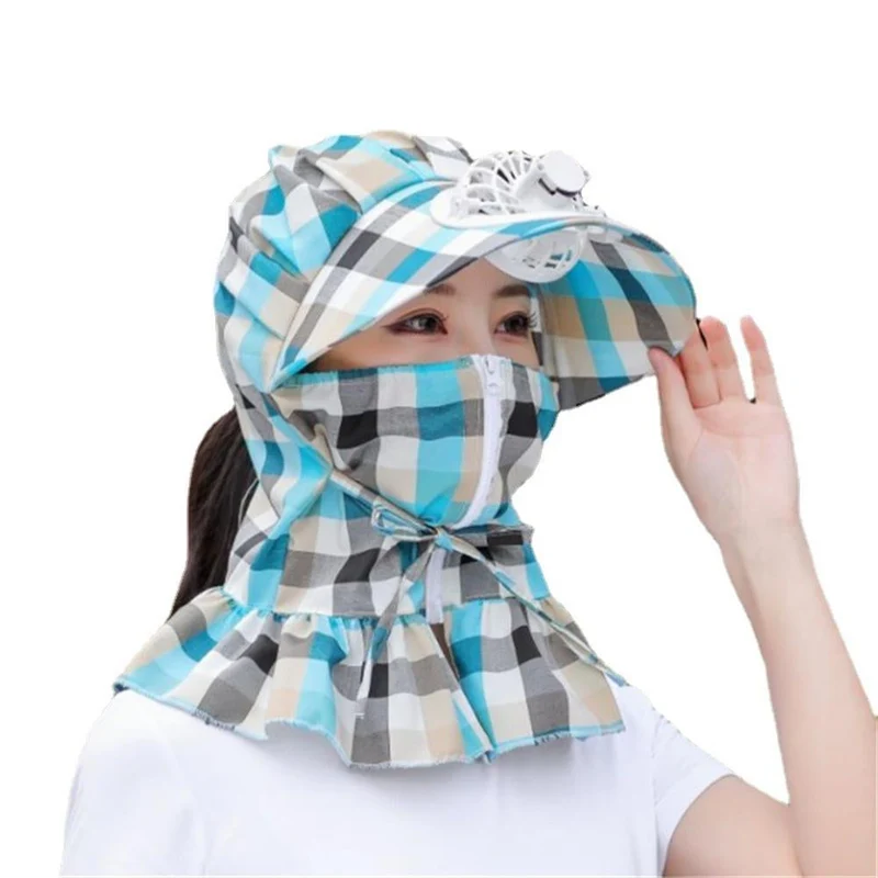 Anti-UV Dust Beskyttende Lang Wrap Hat med Blæser