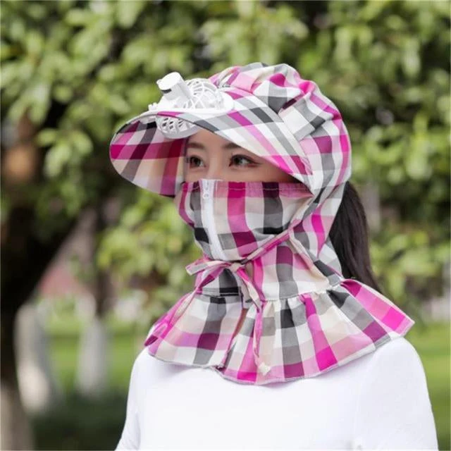 Anti-UV Dust Beskyttende Lang Wrap Hat med Blæser