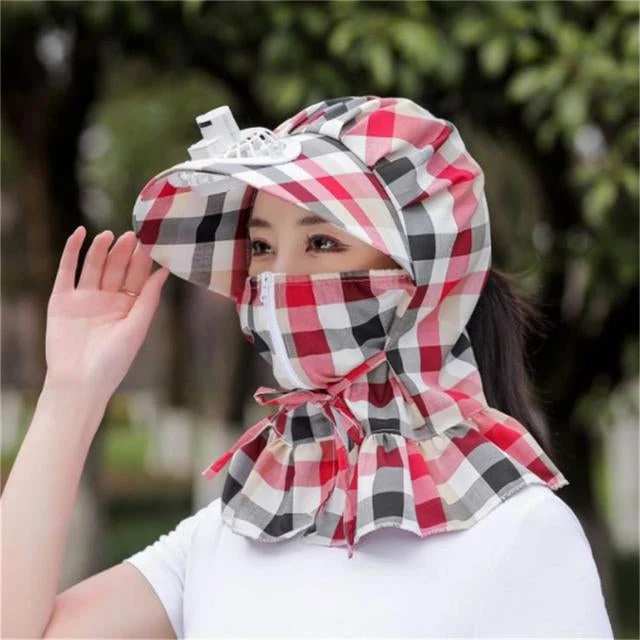 Anti-UV Dust Beskyttende Lang Wrap Hat med Blæser