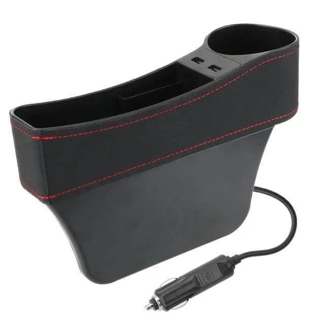 Læder USB Oplader Bil Sæde Kløft Organizer