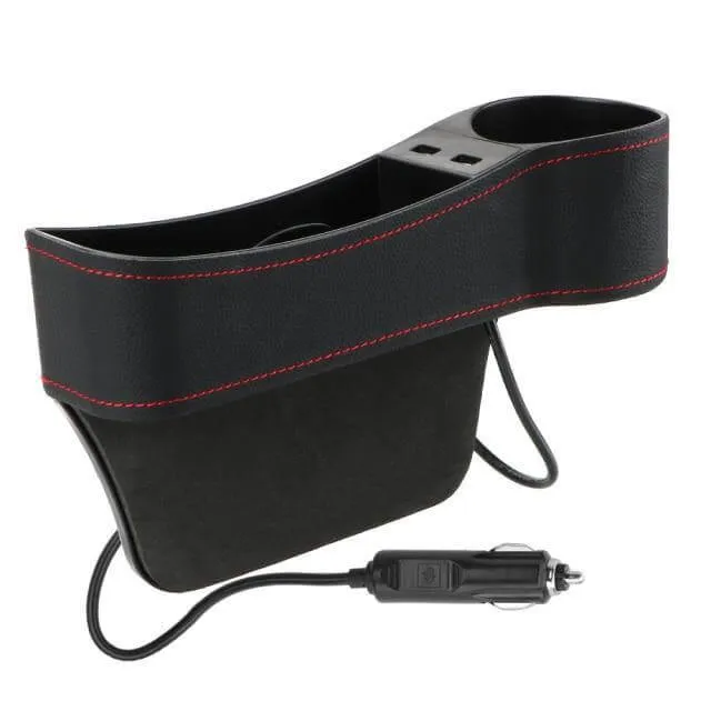 Læder USB Oplader Bil Sæde Kløft Organizer