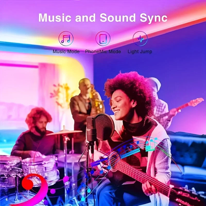 Fleksible LED Lysstrips med Musik Synkronisering og Farveskift