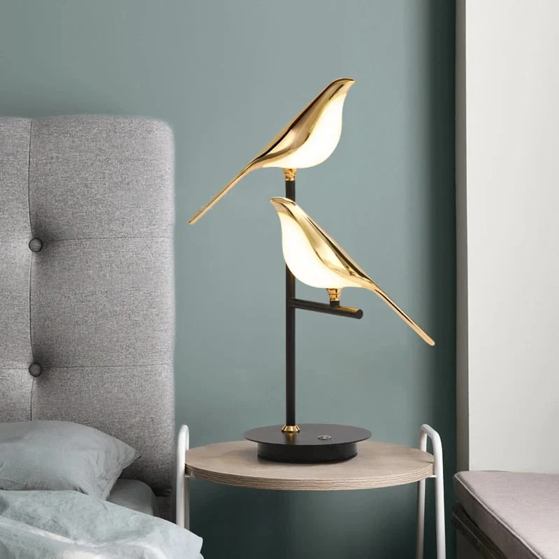 LED Bordlampe med Fugle Design - Energibesparende Elegance