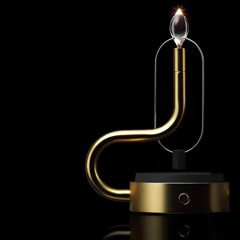 Elegant LED Bordlampe med Glasdome og Genopladelig Lys