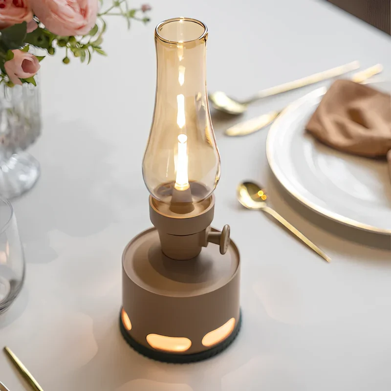 Retro LED Bordlampe med Lang Batterilevetid og Unik Funktion