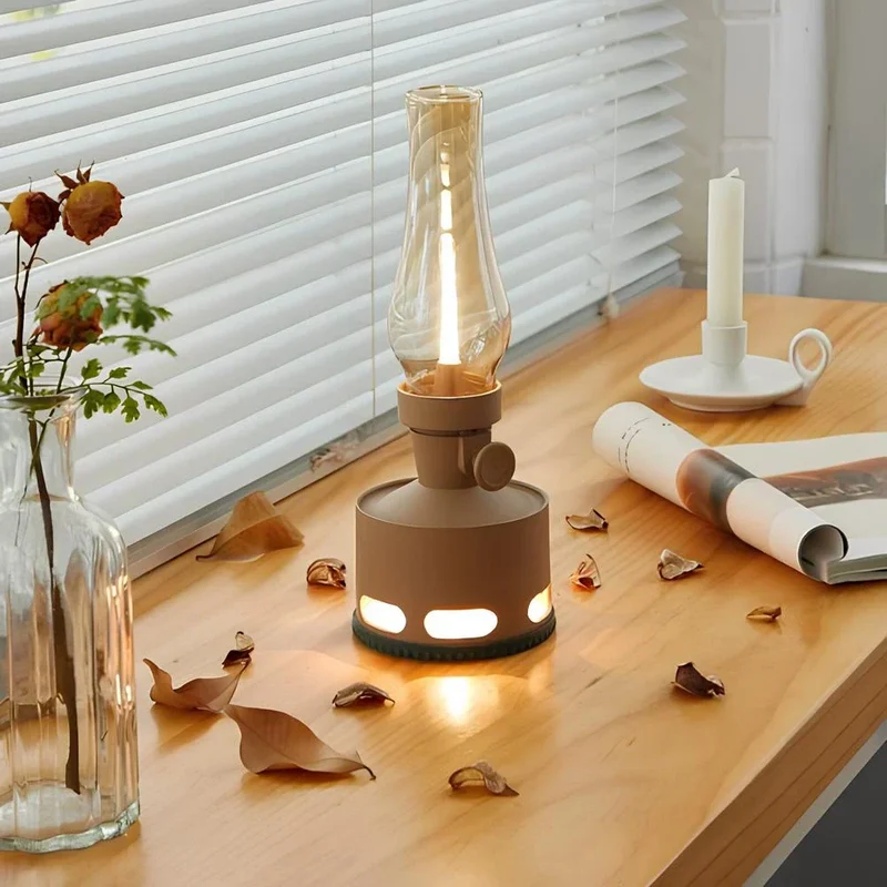 Retro LED Bordlampe med Lang Batterilevetid og Unik Funktion