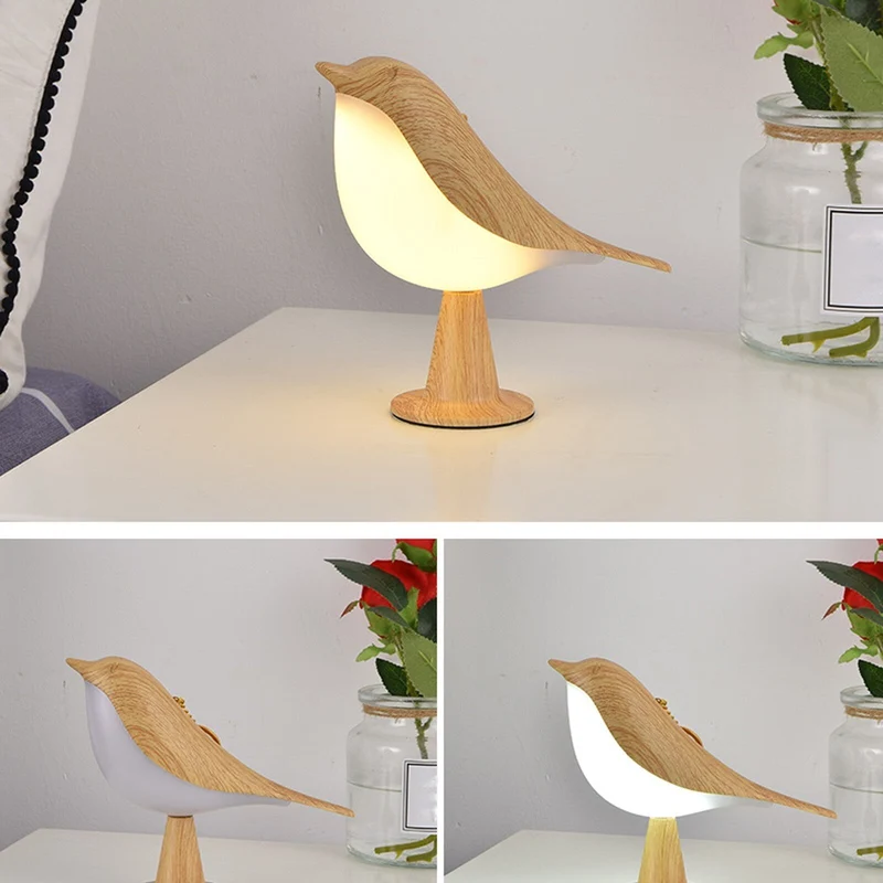 Fuglelampe i Trælook med Varmt LED-lys til Hyggelige Rum