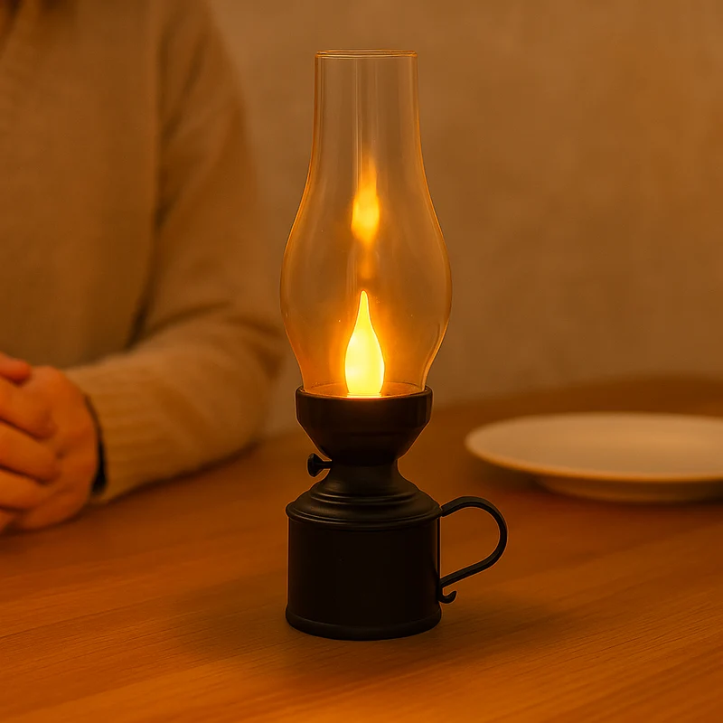 Vintage LED Lyslampe – Stemningsfuld og Sikker Belysning