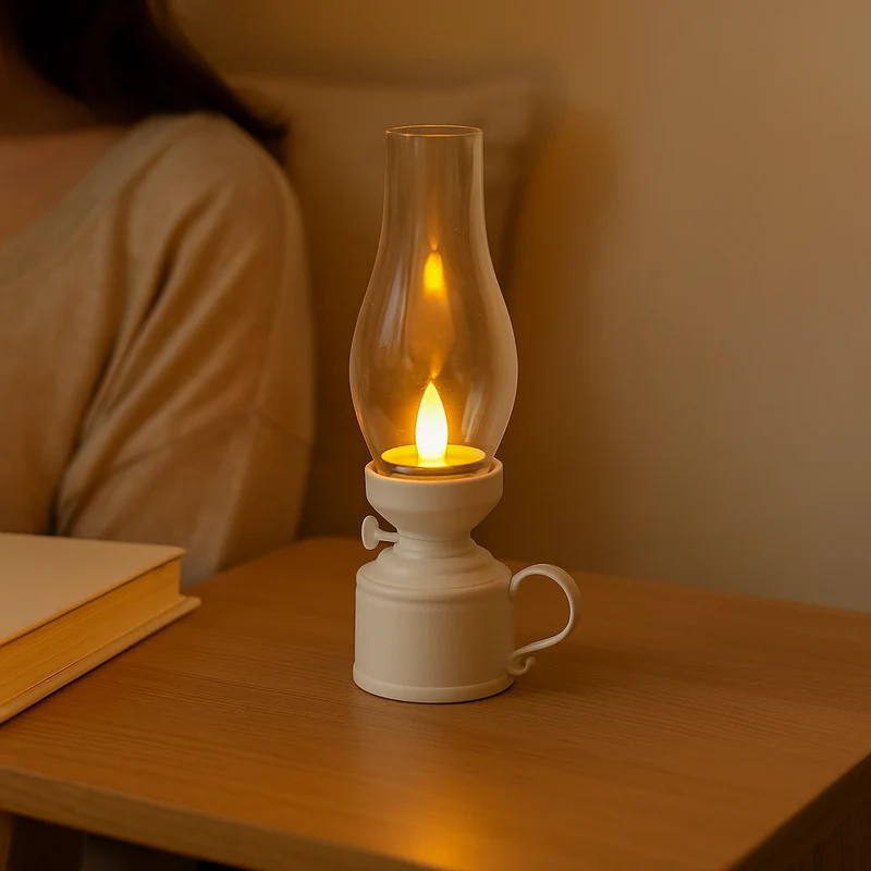 Vintage LED Lyslampe – Stemningsfuld og Sikker Belysning
