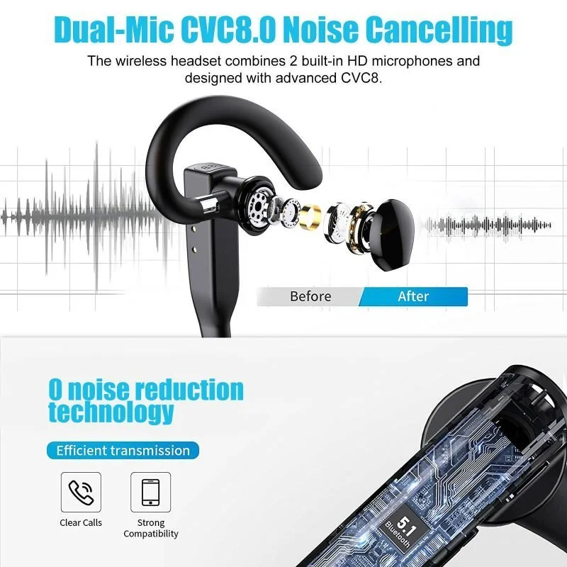 Trådløst Bluetooth-headset med 48 timers batteritid
