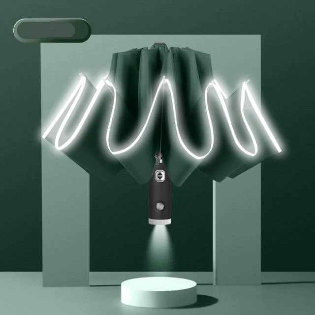 Automatisk omvendt LED-lys foldbar paraply