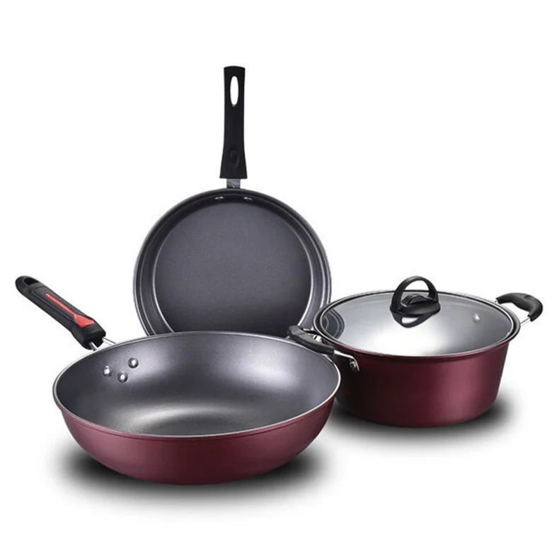 Hao Li 3-delars Non-Stick Kokkärlset – Stekpanna, Wok & Soppskål – Perfekt Presentset
