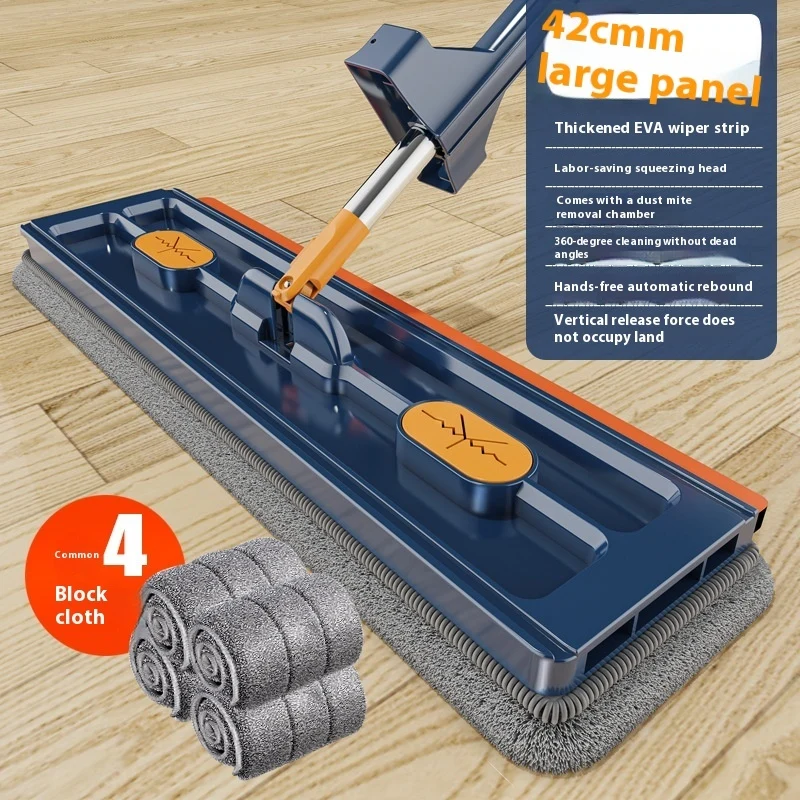 Ny Stil Stor Flat Mop – 360° Roterande, Stark Vattenabsorption – Passar Alla Golvtyper