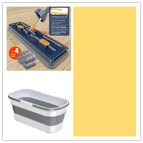 Ny Stil Stor Flat Mop – 360° Roterande, Stark Vattenabsorption – Passar Alla Golvtyper