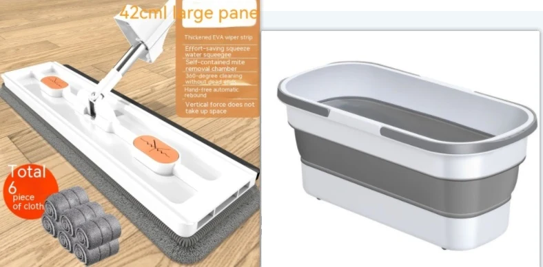Ny Stil Stor Flat Mop – 360° Roterande, Stark Vattenabsorption – Passar Alla Golvtyper